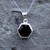 Sterling silver Whitby Jet deep hexagon pendant with solid silver reverse