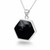 Large sterling silver Whitby Jet hexagon pendant necklace with solid silver reverse