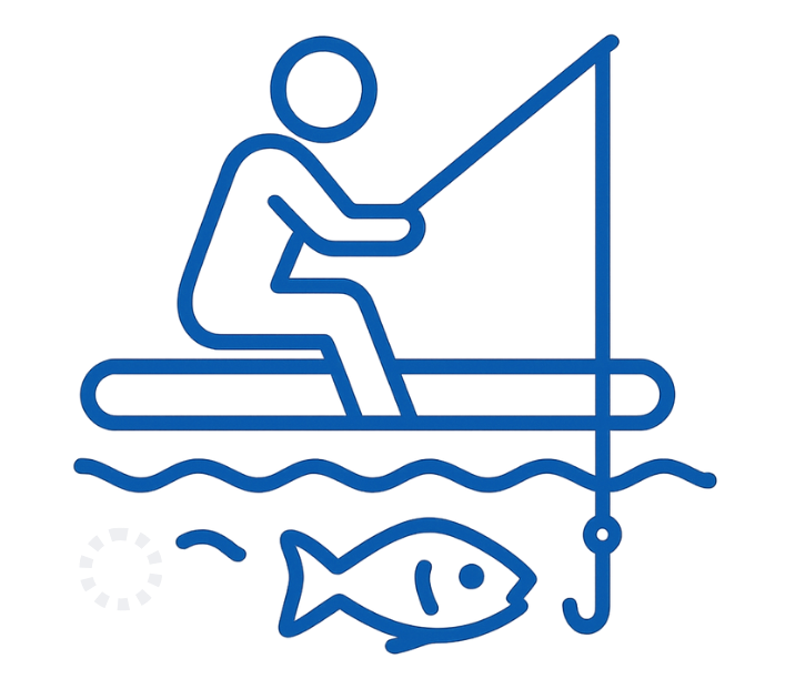 Fishing paddleboarding icon