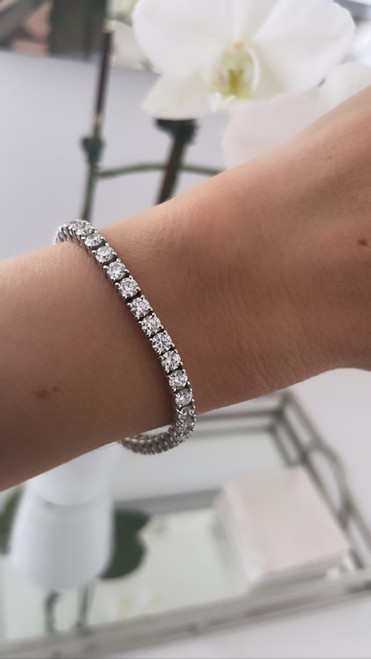 Amazon.com: Solid 14k White Gold 5.3 ctw Natural Diamond Classic Tennis  Bracelet for Women 2.8 mm - Length 6 to 8 Inches available - Handmade in  USA - April Birthstone : Handmade Products