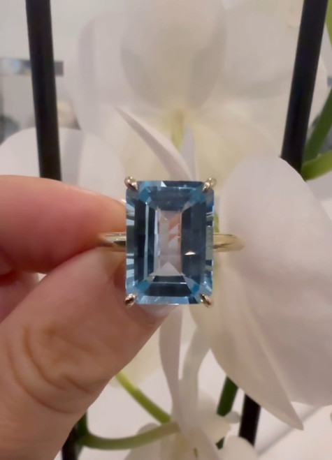 9ct yellow Gold 8.60 carat blue Topaz Ring