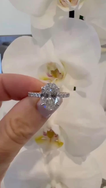 14ct white gold lab diamond ring and 18ct white gold natural diamond band