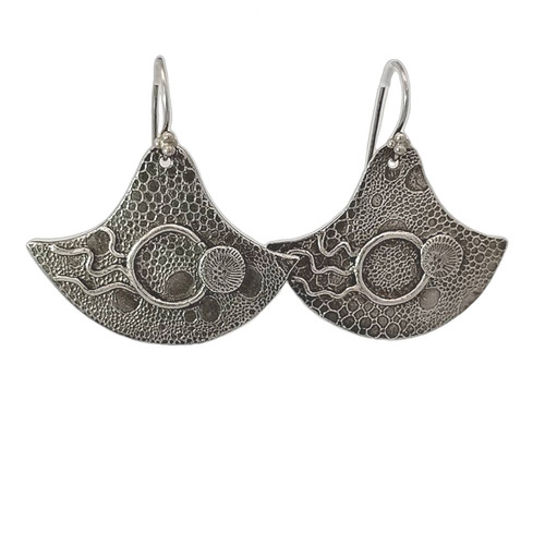 Eclipse - Fine Silver Earrings (B) - Collection of Fine Silver Eclipse Diamond with no stone - B (1455B)