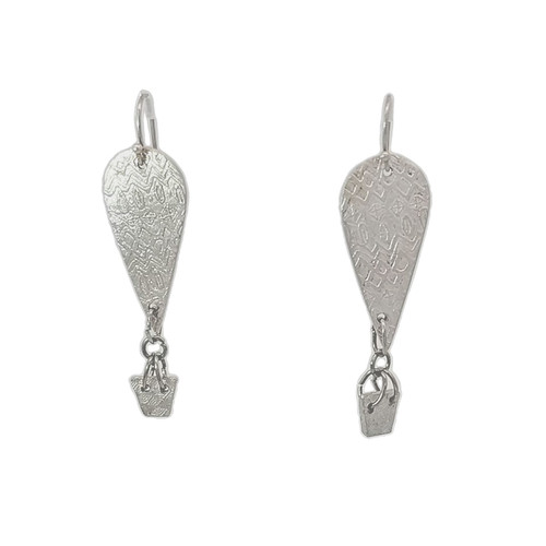 White View - Earrings- .999 Fine Silver Hot Air Balloon with Basket (1635)