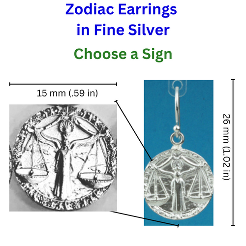 Custom small 1-sided Fine Silver Zodiac Earrings. 
The front will look something like this . Choose your zodiac sign.