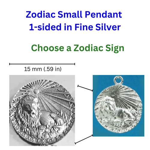 Custom Small 1-sided Fine Silver Zodiac pendant. 
The front and back will look something like this.