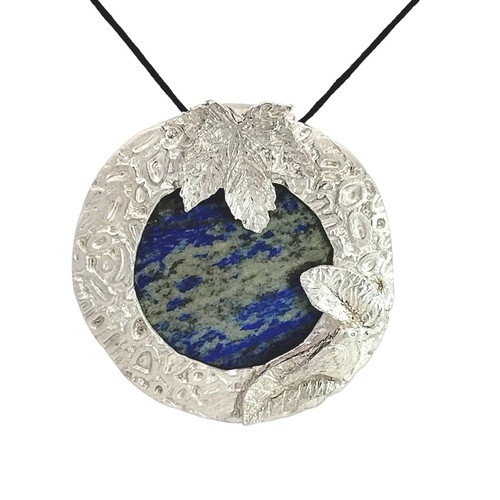 Pendant - Fine Silver Bird at the Lake with Lapis Lazuli (1752) front