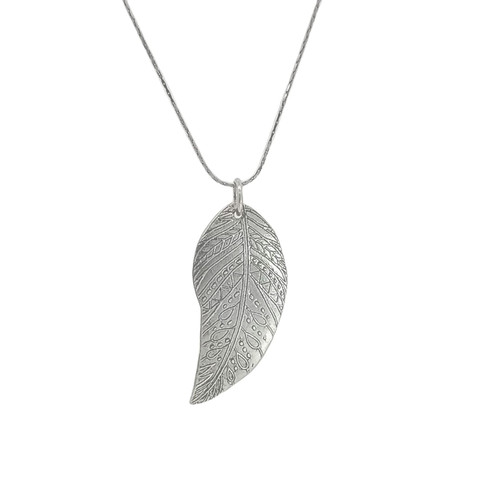 Pendant - Fine Silver Feather (1807) front