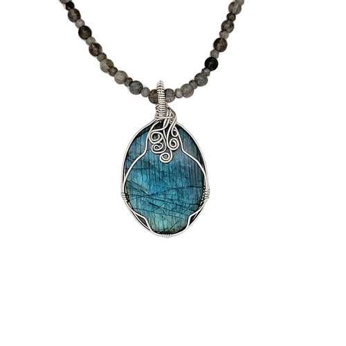 SS Bluest Blue Labradorite (Grade A) Necklace (1223)