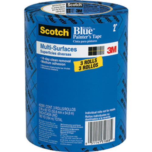 3M 48MM X 55M BLUE MULTI SURFACE MASKING TAPE 3PK View Product Image