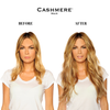Front Before & After Golden Blonde Classic Clip In Hair Extension Cashmere Hair 