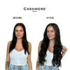Front Before and After Cashmere Hair Pure Black Classic Clip In Extensions