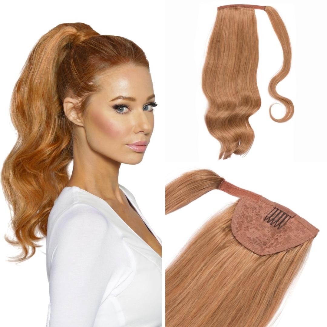 High Quality human hair Ponytail Extensions In Strawberry Blonde