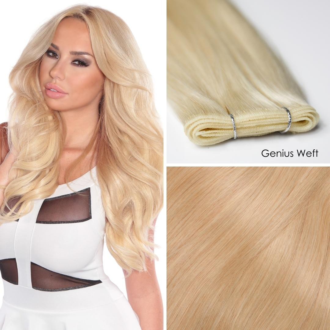 Lightest Blonde Genius Weft HandTied Hair Extensions Cashmere Hair