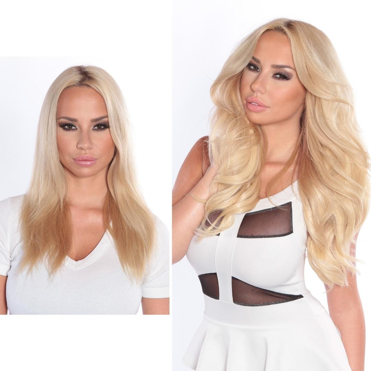 Lightest Blonde Clip In Hair Extensions Cashmere Hair