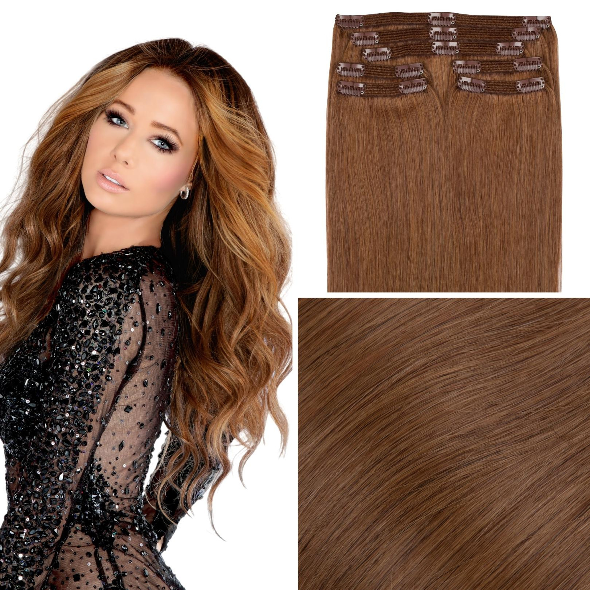 Pure Black Clip In Hair Extensions Cashmere Hair