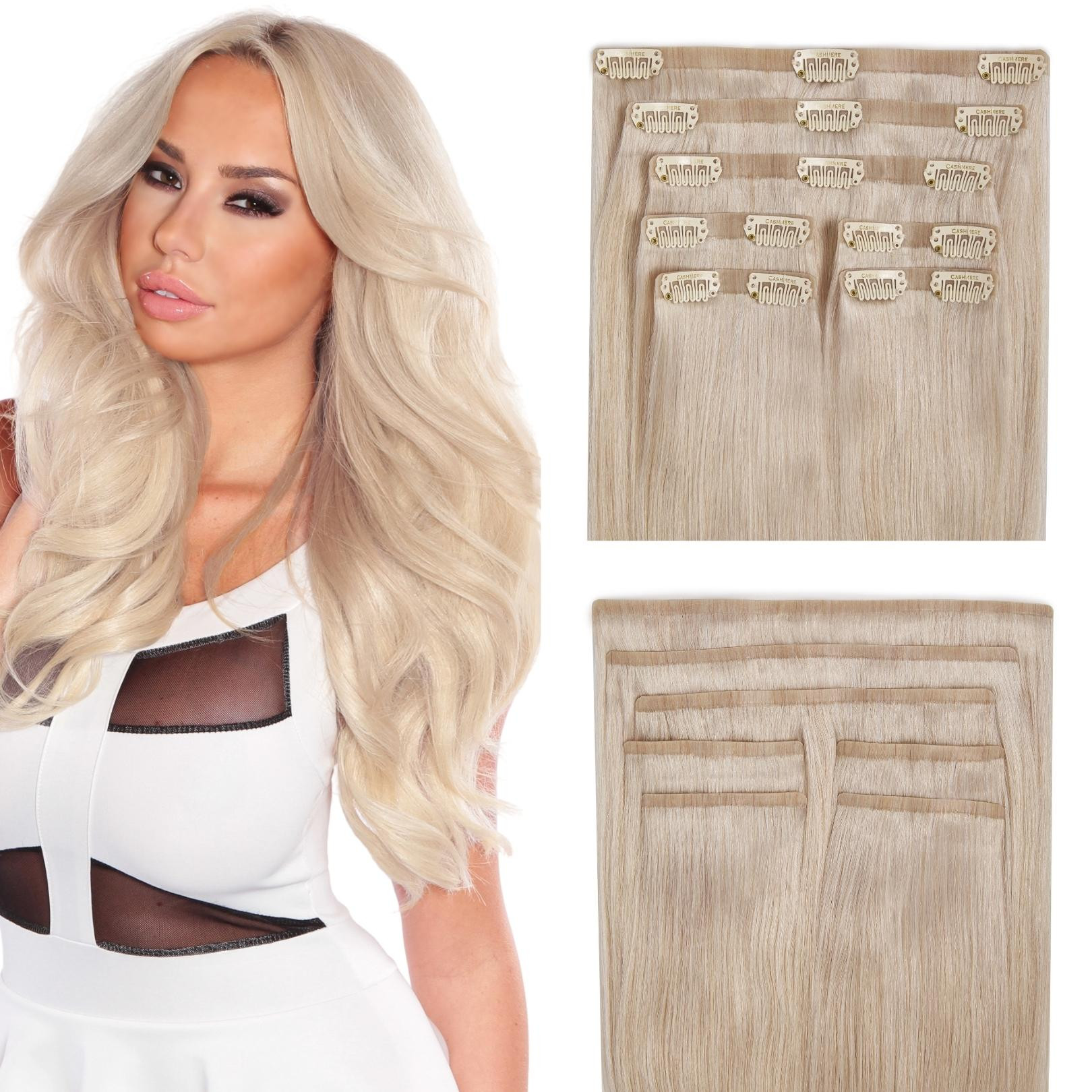 Platinum Blonde Volumizer One Piece Clip in hair extensions weft