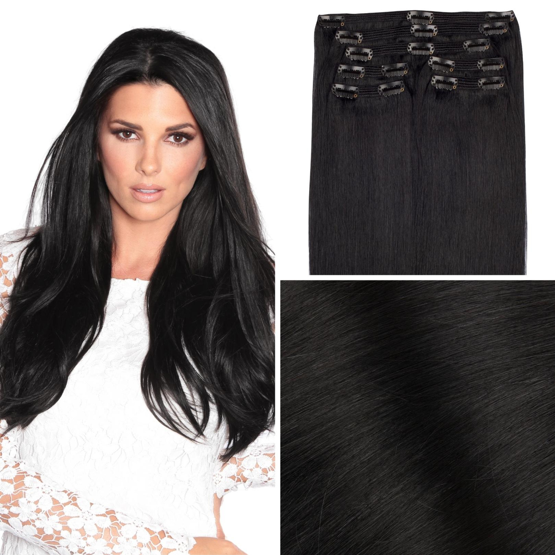 Black Brown Clip In Hair Extensions Cashmere Hair