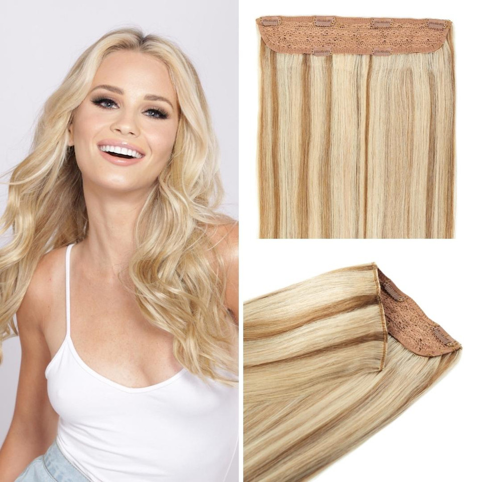 One Piece Volumizer Lightest Blonde Clip In Hair Extension Cashmere Hair 