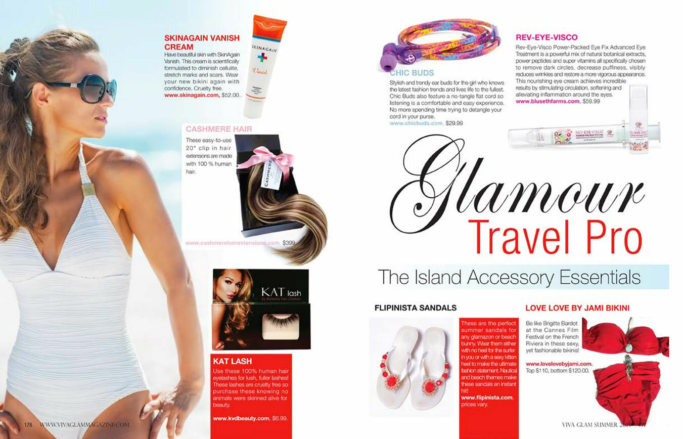 Pages from Viva Glam Magazine featuring models wearing Cashmere Hair