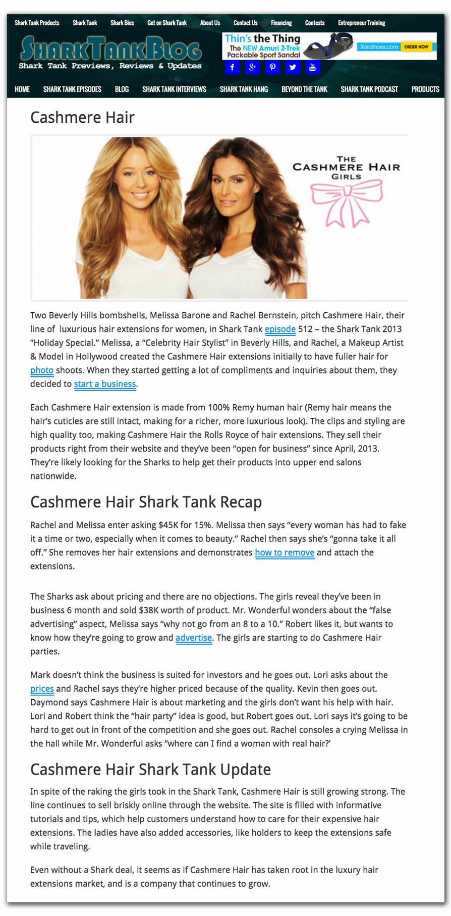 Screenshot of Shark Tank Blog