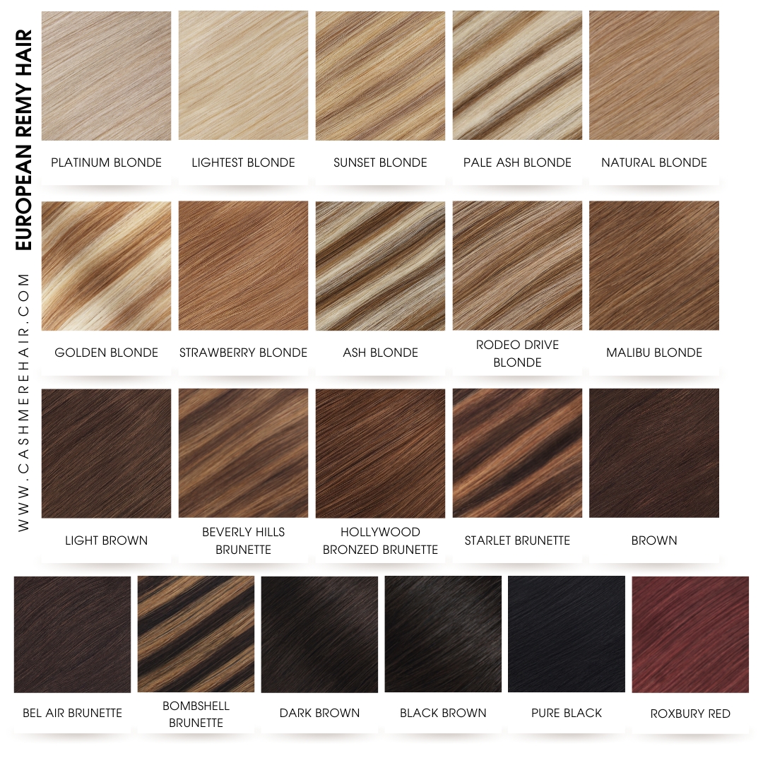 Hair Extension Color Chart for Side By Side Color Comparison