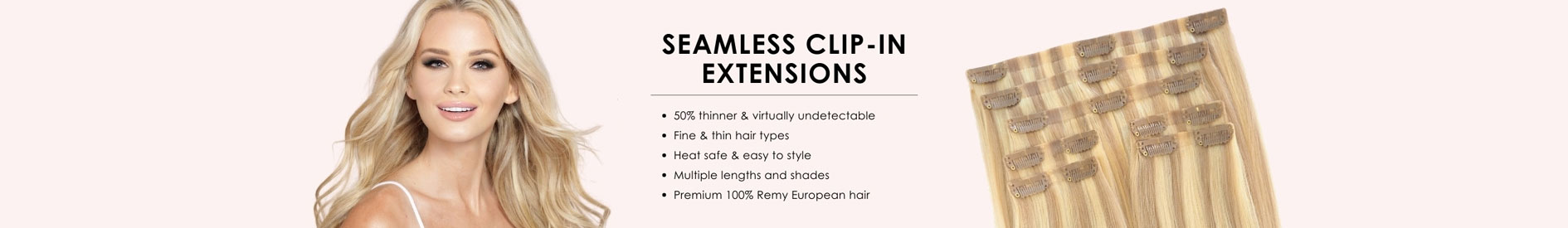 SEAMLESS CLIP-IN EXTENSIONS: Premium 100% Remy European human hair, Invisible band & 50% thinner, Easy to clip in and conceal, Heat safe