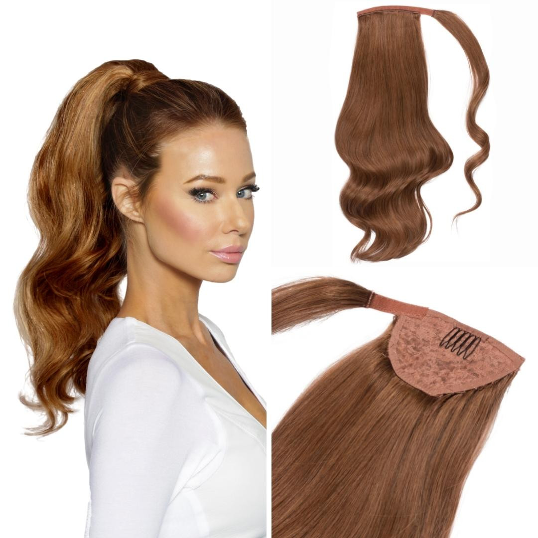 Hollywood Bronzed Brunette Human Hair Ponytail Extension