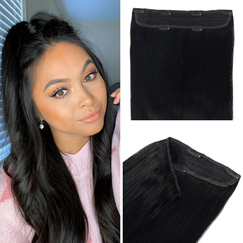 One Piece Volumizer Pure Black Clip In Hair Extension | Cashmere Hair