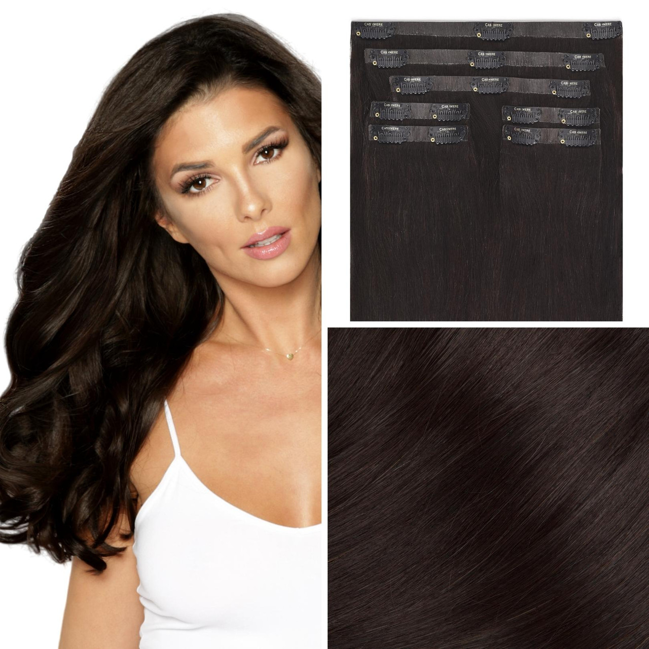 Black Brown Seamless Clip In Hair Extensions