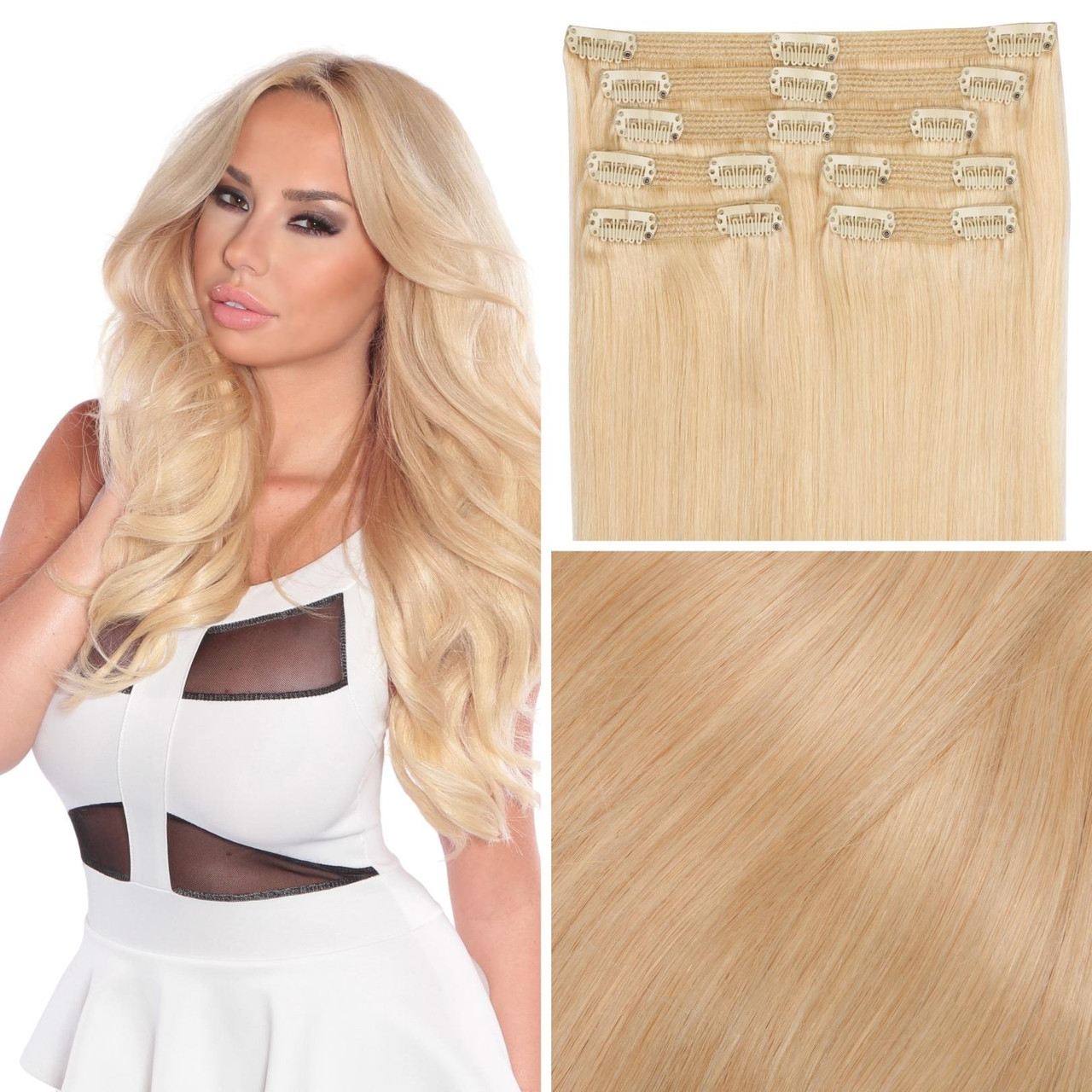 Lightest Blonde Clip In Hair Extensions