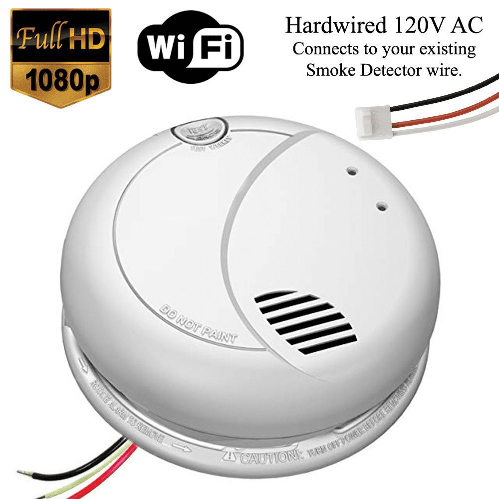 Smoke Detector 1080p Camera w/ DVR , WiFi & 110v AC Quick Connector