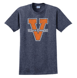 Valencia PC61 Tee Shirt Heather Navy Victory Logo Valencia PC61 Tee Shirt Heather Navy Victory Logo