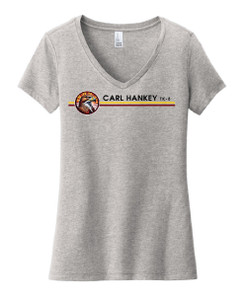 Ladies V-Neck with Stripe Logo Ladies V-Neck with Stripe Logo