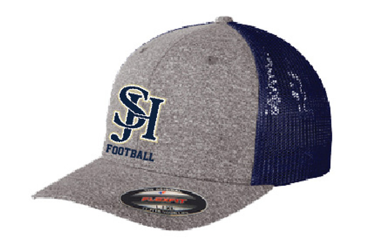 SJHF C302 Flexfit Melange Trucker Cap in Gray/Navy