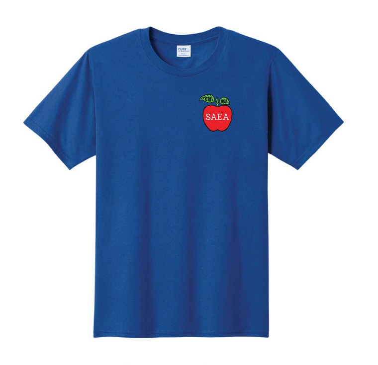 Supplied Royal Blue Ringspun T with Left Chest Logo