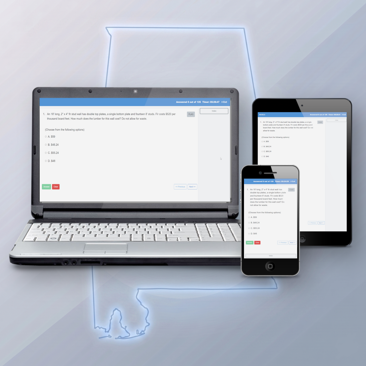 One Time Practice Exam Alabama Home Builder