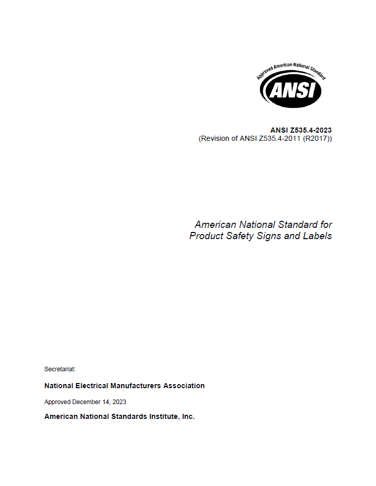 ANSI Z535.4-2023 Product Safety Signs and Labels