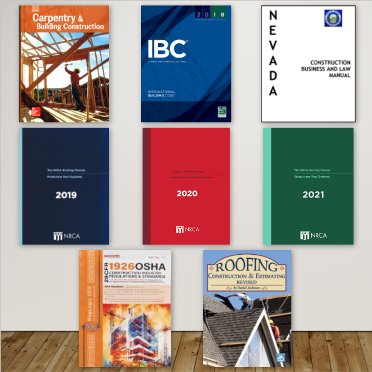 Complete Book Set for the Nevada C-15A Roofing Contractor Exam.
