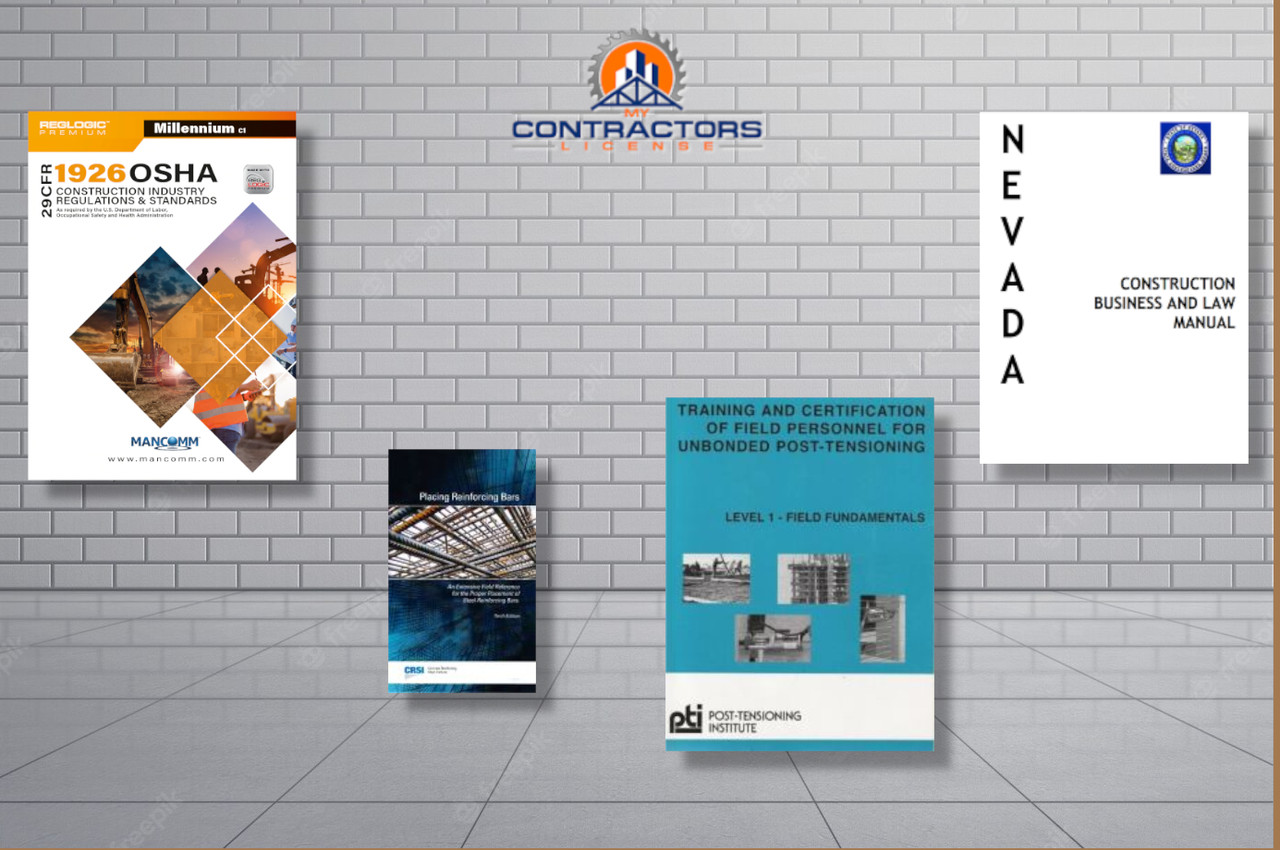 Complete Book Set for the Nevada C-14A Reinforcing Steel Contractor Exam.