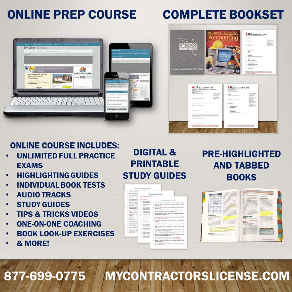 Pre-Highlighted & Tabbed Florida Business Finance and Accounting General Contractor Exam Combo