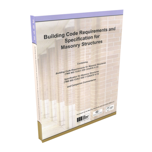 Used ACI 530/530.1-13: Building Code Requirements & Specifications for Masonry Structures, 2013 Used ACI 530/530.1-13: Building Code Requirements & Specifications for Masonry Structures, 2013