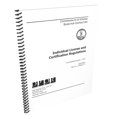 Virginia Board for Contractors: Individual License and Certification Regulations