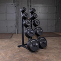 Body-Solid Commercial Plate Rack Loaded with Cast Iron Olympic Plates