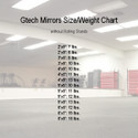Glassless Mirrors Size and Weight Chart