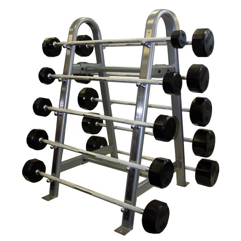 Troy (20-110 lb) 12-Sided Rubber Barbells & Rack | Gtech Fitness