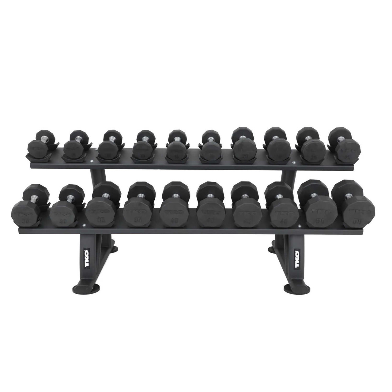 Mega Rack Tko Dumbbell Rack TKO 10-Sided Rubber Dumbbells 2-Tier Rack