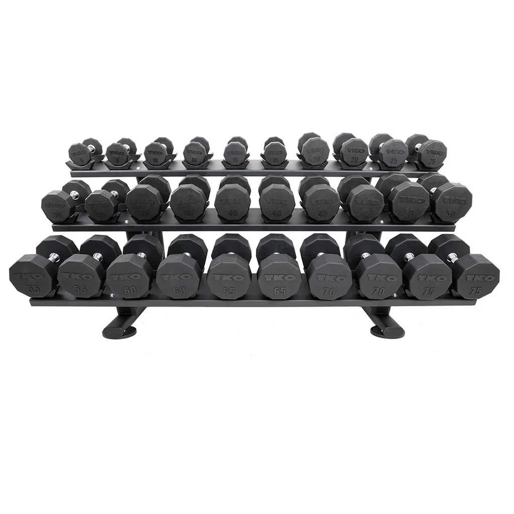 TKO 10-Sided Rubber Dumbbells 3-Tier Rack - Main Image