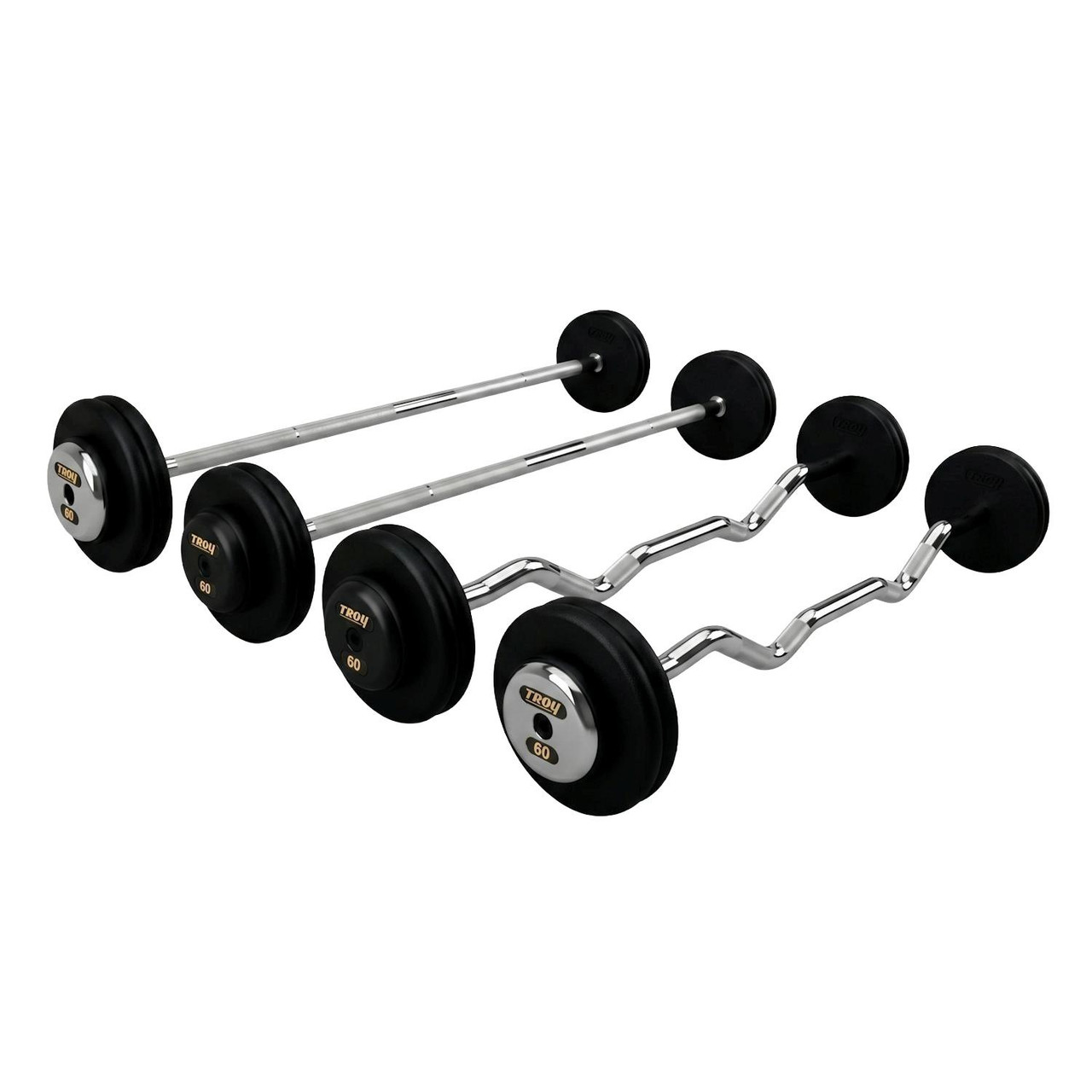 Troy Black Cast Iron Fixed Barbells | Commercial-Grade
