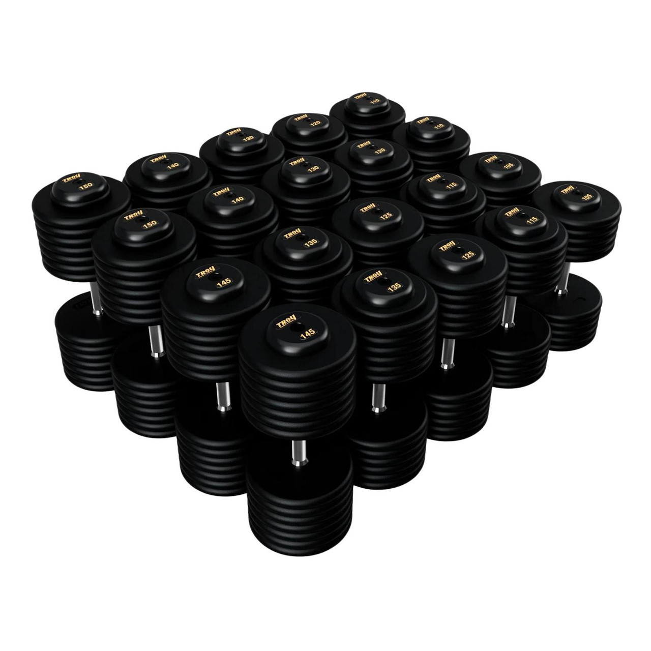 Troy (PFD) Black Pro-Style Dumbbells | Commercial-Grade